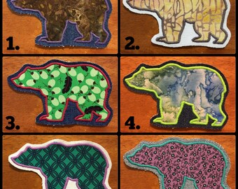 Handmade Bear Appliquéd Patch - Bear Patch - Native - Tribal - Grizzly Bear - Black Bear - California Bear - Animal Patch