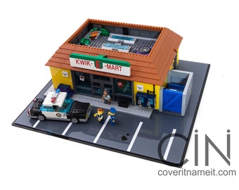 Simpsons Lego Kwik E Mart Display Base & Case Acrylic box Perspex Model 71016