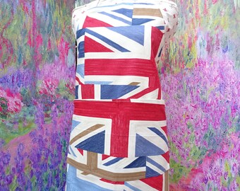 Aprons with pockets. Union Jack . Adjustable Neck Strap. With or Without Hand Embroidered Name Option