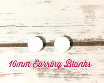 Acrylic Earring Blanks, 16mm earring circles, monogram jewelry, monogram earrings, acrylic blanks, circular earrings, acrylic circles, white