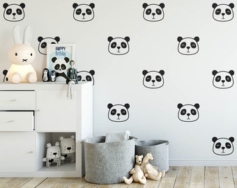 Panda Wall Decals - Nursery Decals, Cute Panda Face Decals, Vinyl Wall Decals, Kids Room Decals, Wall Stickers