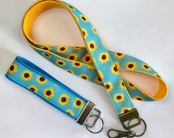 Summer/Garden Sunflowers Wristlet Bracelet KeyFob/Ring /Lanyard/ Dog Collar /Luggage/Backpack Tag, Beach Badge/ Whistle Holder, Gift