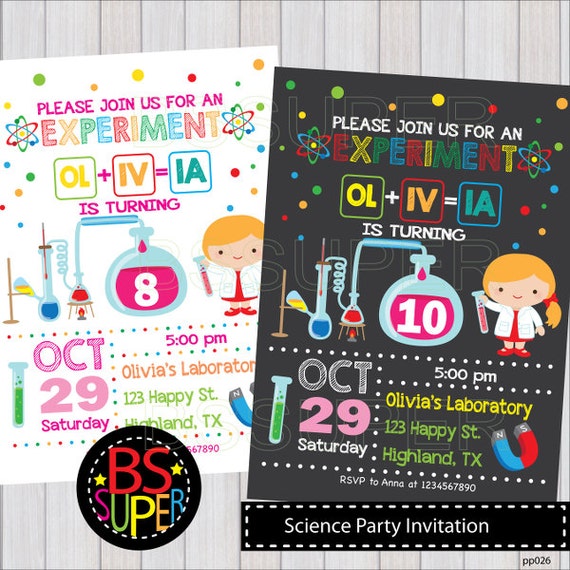 Science birthday Invitation Science party invites Mad