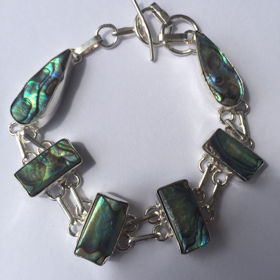 Abalone Shell Silver Link Bracelet