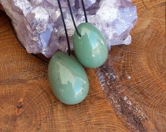 Set of THREE Drilled Green Aventurine Yoni Eggs: Large, Medium and Small! ~Yogi, Meditation, Witch, Mystic, Sacred Sex