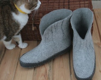 Unisex adult shoes-boots Felt high boots home slipper valenki wool shoes natural foot wear flat slippers