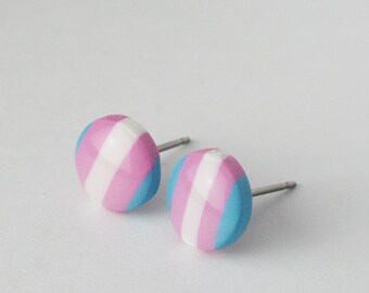 Transgender Pride Earrings, Trans Pride Studs, Transgener Pride Flag Earrings, Small hypoallergenic titanium earrings