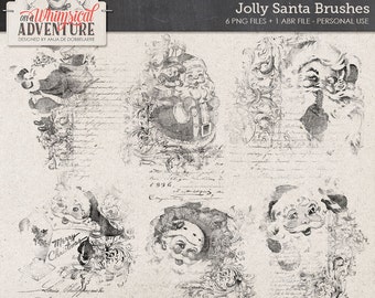 Jolly Santa, Photoshop Brushes, Santa Stamps, Christmas Clip Art, Digital Scrapbooking, Instant Download, Vintage Santa Claus Images