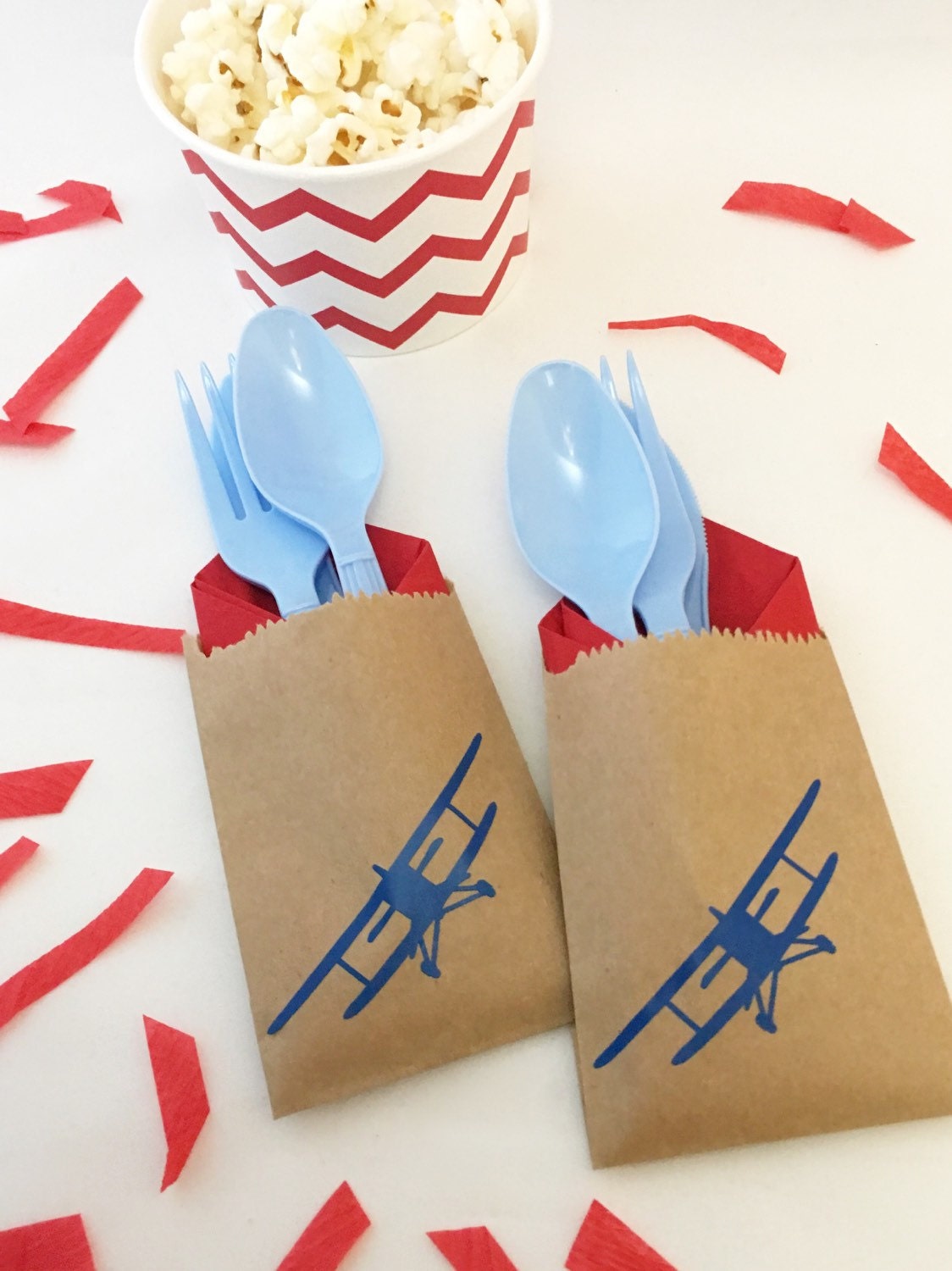 Cutlery Bags Pilot Airplane Party Vintage Airplane