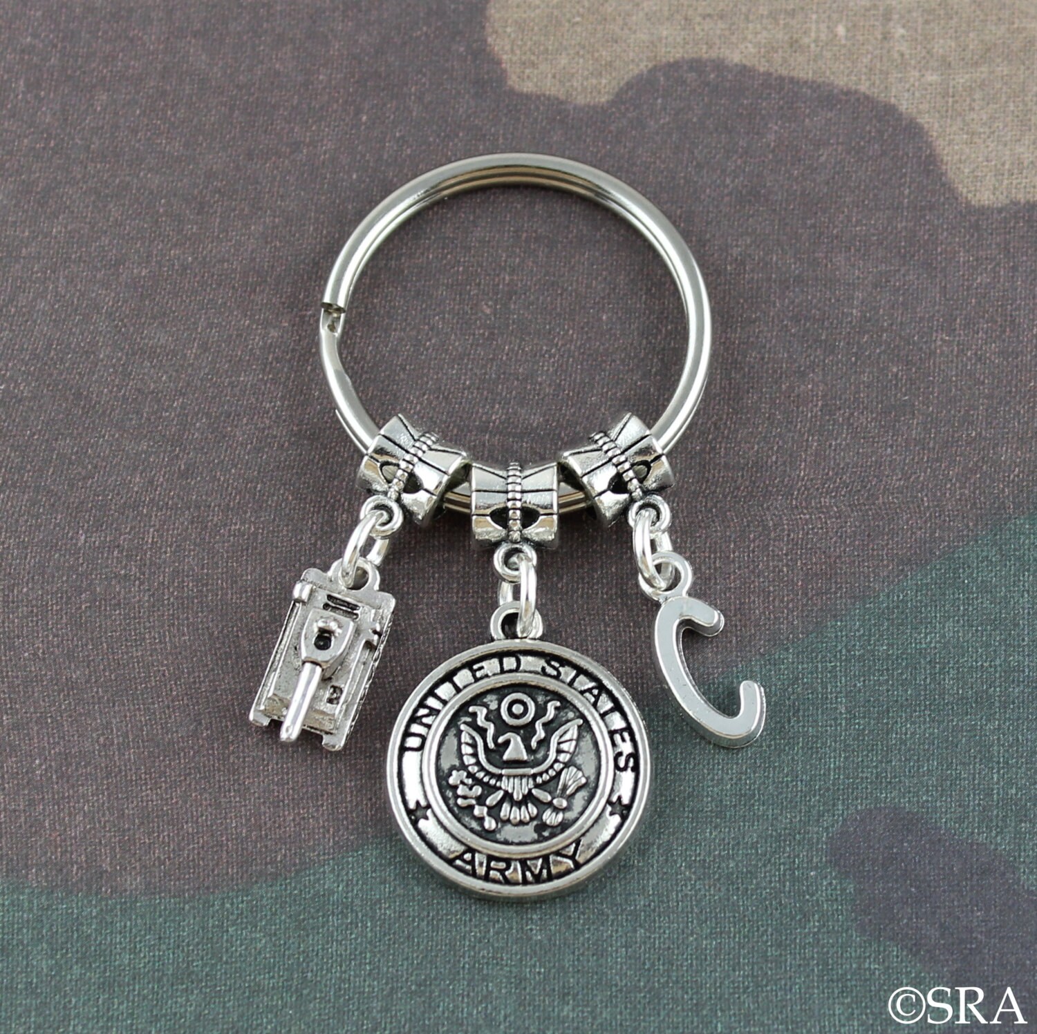 Personalized Army Tank Keychain//Army Tanker Truck Key