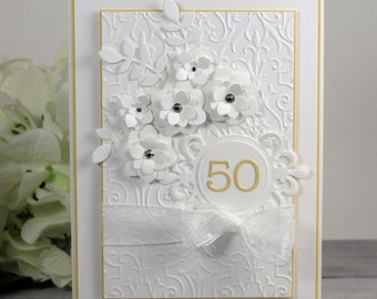 50th Anniversary Card - Luxury 50th Wedding Annniversary Card - Happy Anniversary Card - Greeting Card - 3D Card - Fancy Card - Luxury Card