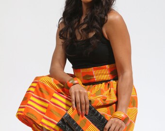 Kente skirt set - Kente Skirt - African print skirt set - Ghana kente - Knee length - Maxi - Handmade - H Flair