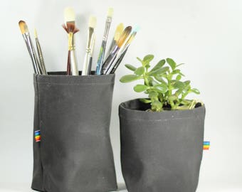 Waxed Canvas Fabric Bins - Fabric Containers - Toy Storage Basket - Waterproof Planter - Home Decor Baskets - Toy Box - Home Organization