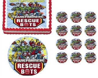 Transformers Rescue Bots Edible Cake Topper Image, Rescue Bots Cake, Transformers Cake, Transformers Cupcakes, Rescue Bots Party
