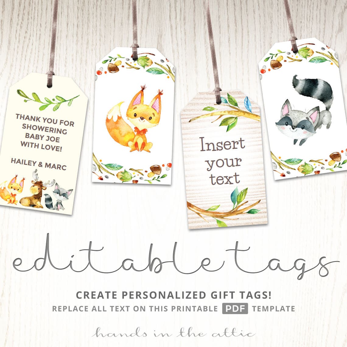 Forest animals gift tags printable woodland baby shower
