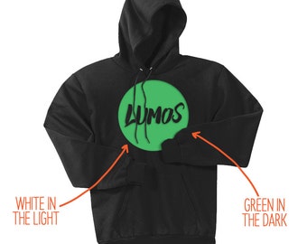 Harry Potter - "Glow-in-the-Dark Lumos" - Harry Potter T-Shirt - Lumos T-Shirt - Potterhead T-Shirt - Unisex Adult Size Black Hoodie