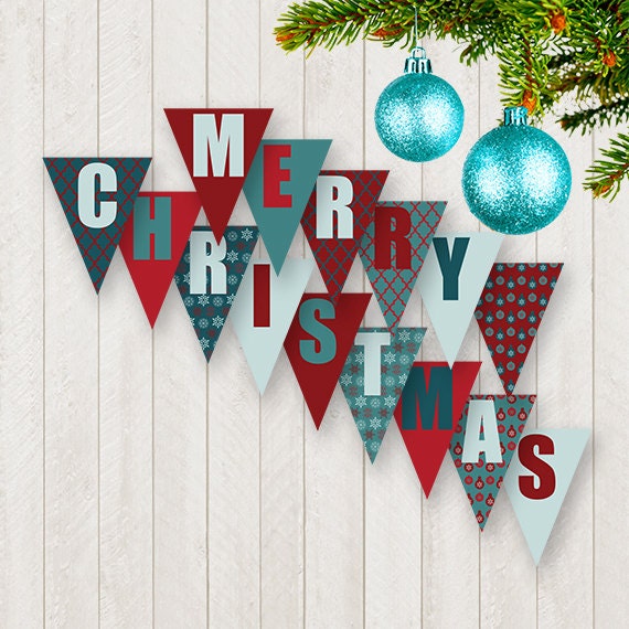 Christmas Printable BANNER Party SuppliesMERRY by Siskale on Etsy