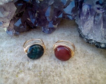 Gold Agate Ring, Agate Ring, Gemstone Ring, Gold Plated Ring, Tarnish Resistant Ring