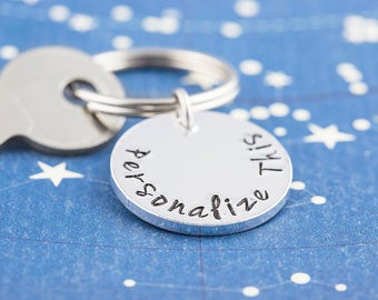 Personalized keychain, hand stamped, personalized keyring, custom keychain, gift for him, personalized gift, name keychain, quote keychain