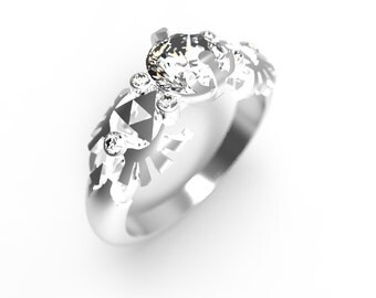 Zelda Engagement Ring Triforce Inspired White Gold Engagement Ring Nintendo Video Game Wedding Ring Geek Engagement Ring Geeky Nerdy