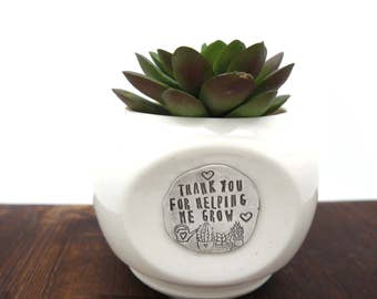succulent planter, back to school, mom gifts, teachers gift, custom hand stamped, unique planter, planter cactus planter, gift for teacher