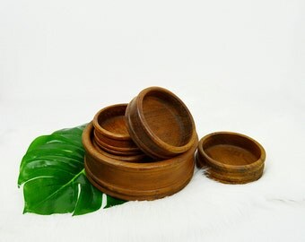 Mid Century Teak Salad Bowls, Wooden Bowls, 5 Piece Set