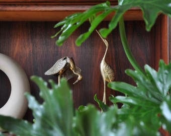 Pair of Brass Birds - Brass Cranes - Decor