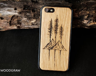 Mountain iphone case 7 Plus wooden 5S wood 6S womens gift men, iphone 5S case wood, gifts for him, groomsmen gift, husband gift, mens gift
