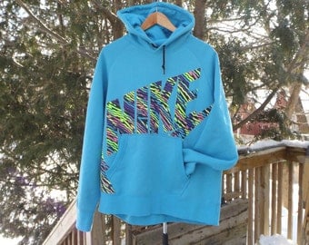 Nike Hoodie Sweatshirt Vintage Perfect Swoosh Logo Neon 90s NIke Pullover Jumper Nike Air Sweater Vintage Nike Windbreaker Size Extra Large
