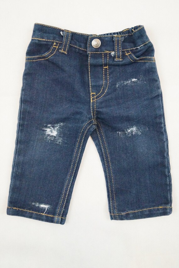 Baby Boys Destroyed DENIM Distressed Jeans Size 3-6 Months