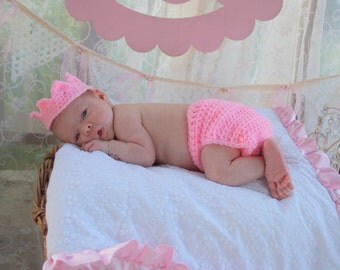 Baby Girl or Boy Crown Diaper Cover Set Princess Prince Crochet 1st Birthday Outfit Photo Prop Newborn Baby Infant Toddler Baby Shower Gift