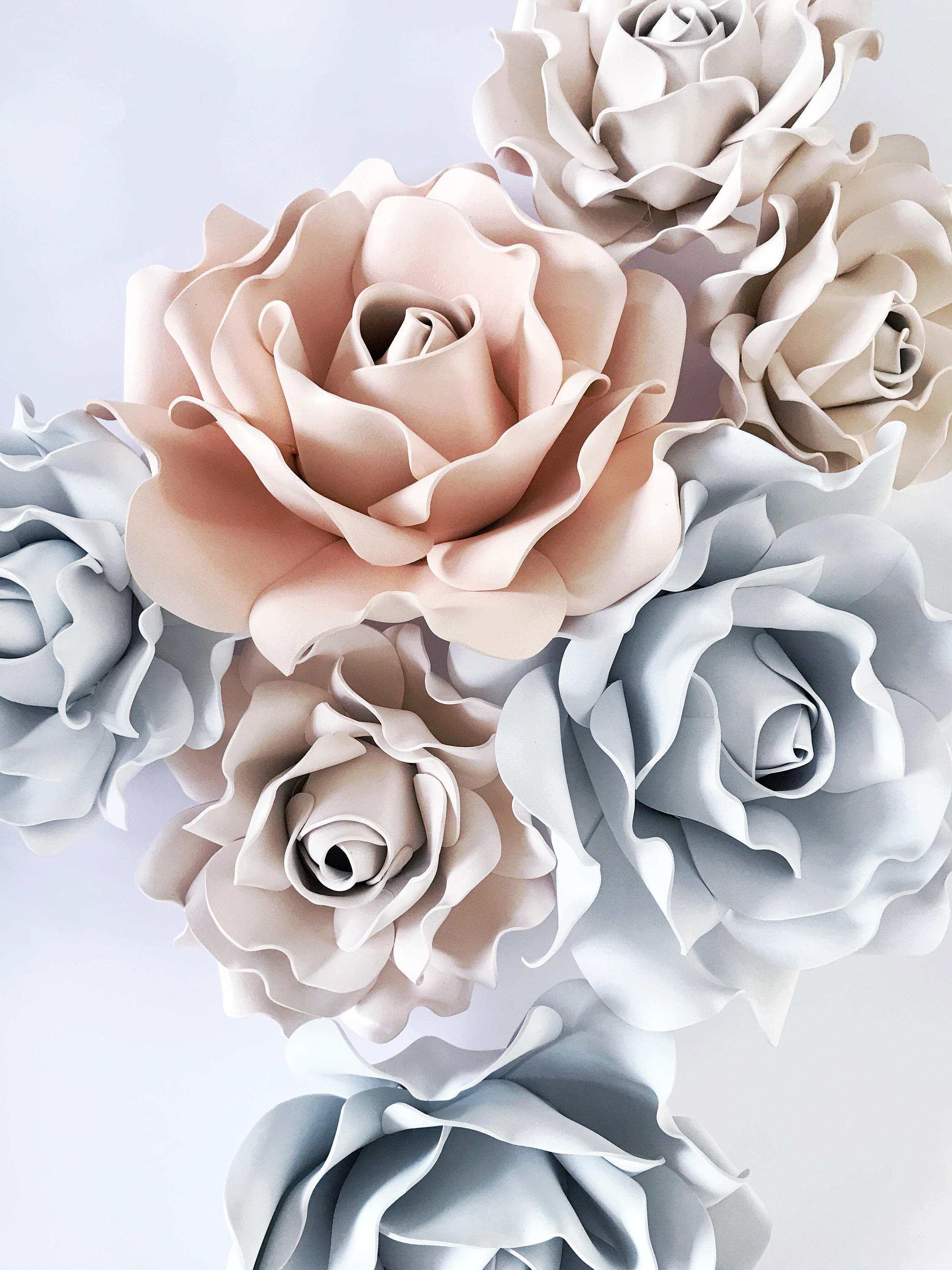 Set Of 7 Large Foam Flowers Set Of Rose Flowers Wall Decor