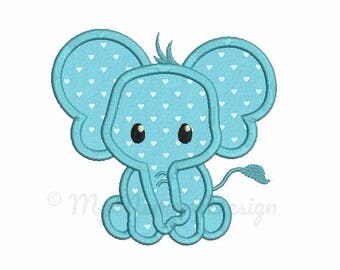 Elephant Applique Design - Baby embroidery - Newborn design - Machine embroidery digital file - pes hus jef vip vp3 xxx dst exp - 3 sizes