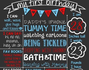 Airplane First Birthday Chalkboard Poster | Plane theme 1st Birthday Chalk Board | Sky clouds Fly | DIGITAL FILE - PRINTABLE