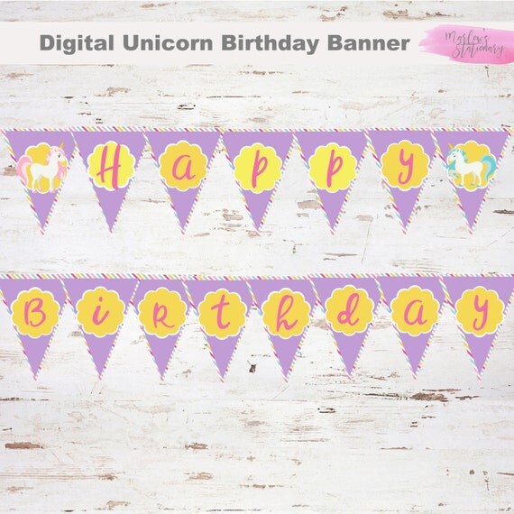 Unicorn Birthday Banner//Digital Banner//Printable Unicorn