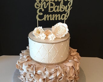 ANY NAME, Waiting on Baby Cake Topper, Baby Shower Cake Topper, Baby Sprinkle Cake Topper, Welcome Baby Cake Topper