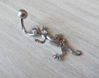 Lizard Belly Button Ring, Sterling Silver Navel Ring, Belly Button Jewelry, Belly Button Piercing, Cute Belly Ring