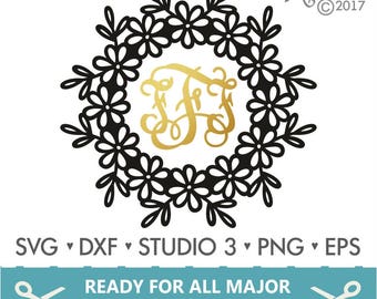 70% OFF SALE Monogram Frame Svg / Floral Frame Svg / Floral Monogram Frame Svg / Cutting files for use with Silhouette Cameo and Cricut