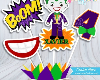 Joker centerpieces party DIGITAL, Batman Superhero centerpiece, superheroes Birthday, Bat man super boy digital decor supplies PERSONALIZED