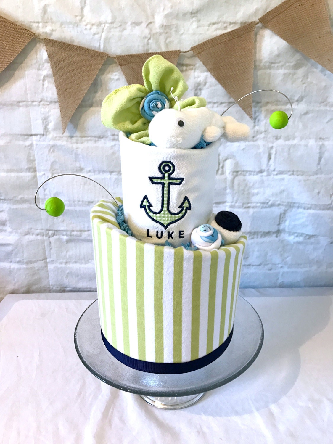 Nautical diaper cake, Ahoy it's a boy baby shower, Nautical baby shower centerpiece, Whale baby shower, Nautical baby shower decor