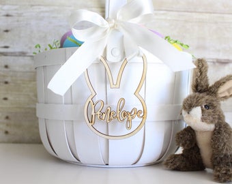 Personalized Easter Basket Bunny Rabbit Tag | Easter Basket Name Charm