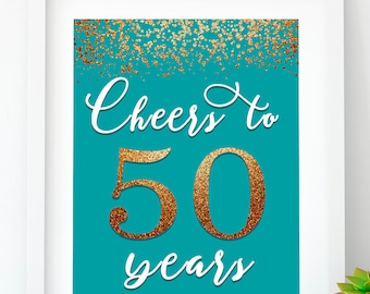 Cheers to 50 Years Banner 50th Birthday Party 50th