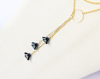 black necklace/for/her slide necklace/for/women black gold jewelry gift girlfriend ring necklace y necklace black gift wife birthday Y15