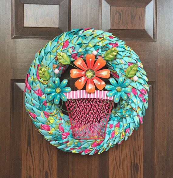 Petal Wreath Folded Fabric Swedish Braid Fabric Wreath