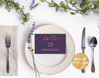 Place Cards Printable - Wedding Place Cards Printable - Plum Wedding Printable - Place Card Template - Downloadable Wedding #WDH0193
