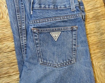 Vintage Guess 28 x 24 High Waist, 1980s 1990s Mom Jeans, Cropped, 4 to 6