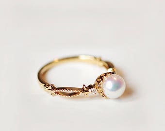 pearl engagement ring 18k gold vintage pearl engagement ring 14k rose gold diamond antique akoya engagement ring 18k pearl wedding ring - Pearl Wedding Ring Sets pearl engagement ring 18k gold vintage pearl engagement ring 14k rose gold diamond antique akoya engagement ring 18k pearl wedding ring - Pearl Wedding Ring Sets