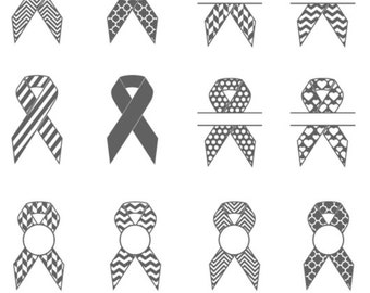 AWARENESS RIBBON Svg Files, Silhouette,Breast Cancer Ribbon SVG Monogram frame- Eps, Dxf, Png-use with Cricut & Silhouette.