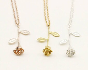 Enchanted Rose Necklace, Beauty and the Beast Rose Necklace, Beauty and the Beast Necklace. Beauty and Beast Necklace, Gold / Rose Gold