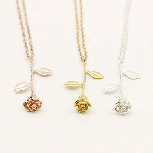 Enchanted Rose Necklace Beauty and the Beast Rose Necklace
